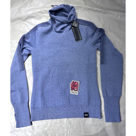 Under Armour Women Small Intelliknit Funnel Neck Sweater Long sleeve Blue NEW - Picture 1 of 10